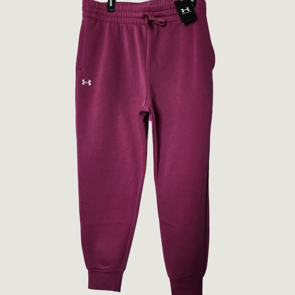Under Armour Women XL Rival Fleece Jogger Loose Sweatpants Pink Purple Pockets